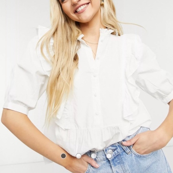 New Look Ivory Ruffle Top - Picture 5 of 5